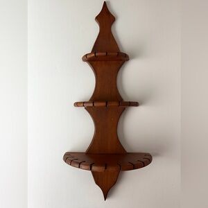 Vintage Brown Wooden Wall Shelf/ spoon rack